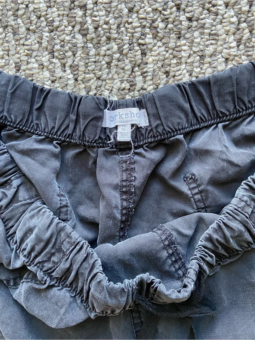 Workshop Republic Tencel Drawstring Shorts With Pockets Black Cuffed